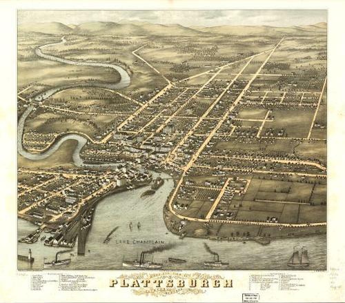E95 - Birds eye view of Plattsburgh Clinton Co New York - 1877