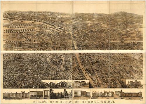E95 - Birds eye view of Syracuse New York - 1868