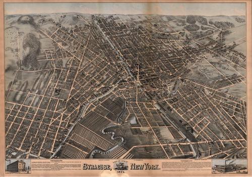 E95 - Birds eye view of Syracuse New York - 1874