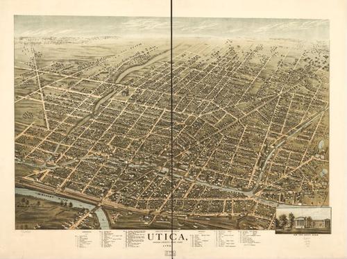 E95 - Birds eye view of the city of Utica Oneida County New York - 1873