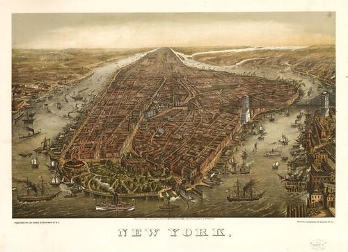 E95 - Birds eye view of New York - 1873