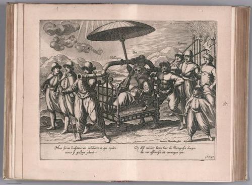 E99 - View: Portugais portez en leurs Palanquins.