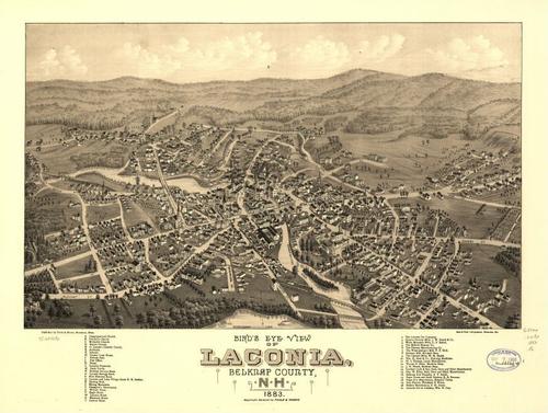 E104 - Birds eye view of Laconia Belknap County New Hampshire - 1883