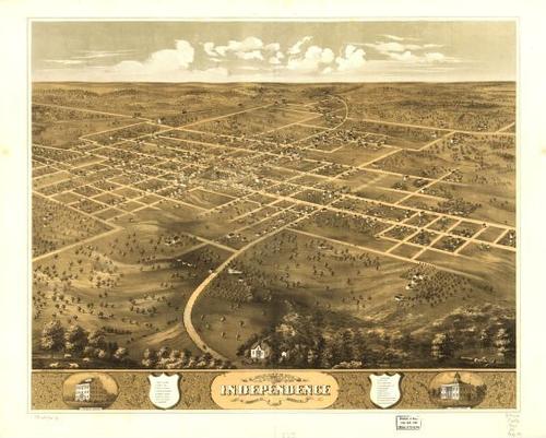 E107 - Birds eye view of the city of Independence Jackson Co Missouri - 1868