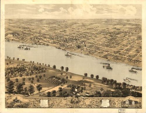E107 - Birds eye view of Jefferson City the capitol of Missouri - 1869