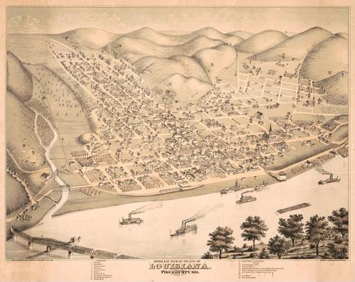 E107 - Birds eye view of the city of Louisiana Pike County Mo