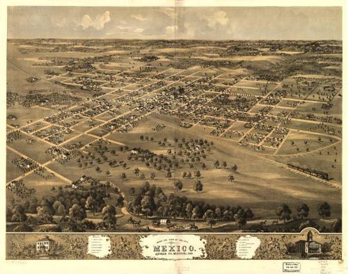 E107 - Birds eye view of the city of Mexico Audrian Co Missouri - 1869