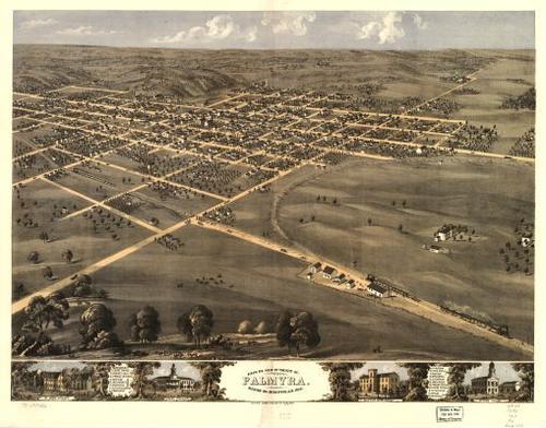 E107 - Birds eye view of the city of Palmyra Marion Co Missouri AD - 1869