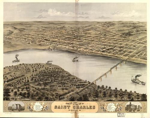 E107 - Birds eye view of the city of Saint Charles St Charles Co Missouri - 1869