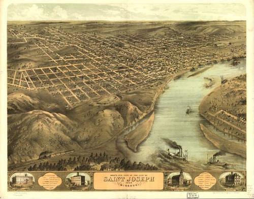 E107 - Birds eye view of the city of Saint Joseph Missouri  - 1868