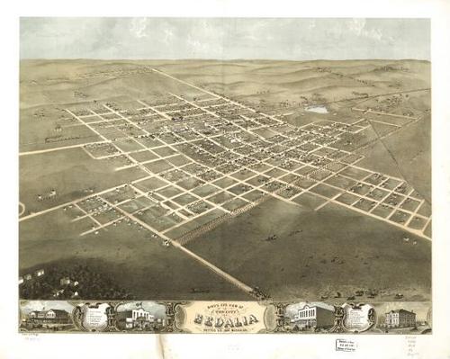 E107 - Birds eye view of the city of Sedalia Pettis Co Missouri - 1869