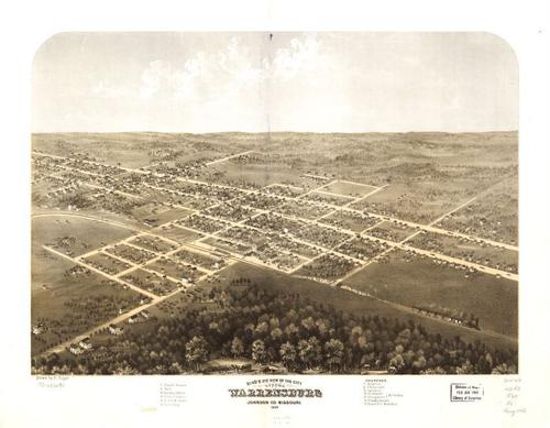 E107 - Birds eye view of the city of Warrensburg Johnson Co Missouri - 1869