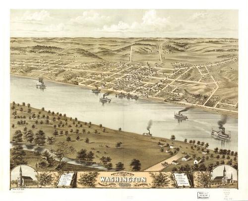 E107 - Birds eye view of the city of Washington Franklin County Missouri - 1869