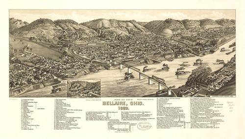 E108 - Birds eye view of Bellaire Ohio - 1882