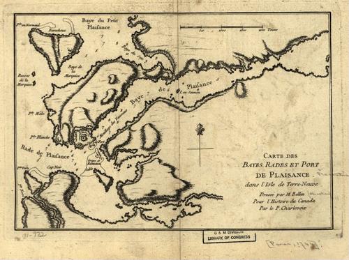 E109 - Carte des bayes, rades et port de Plaisance dans l'Isle de Terre-Neuve.