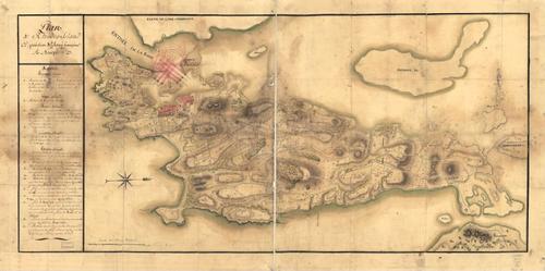E109 - Plan de Rhodes-Island, et position de l'armée françoise a Newport.