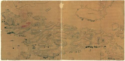 E109 - [Plan de la ville, du port, et de la rade de New-port et Rhode Island. Debarquement en 1780.
