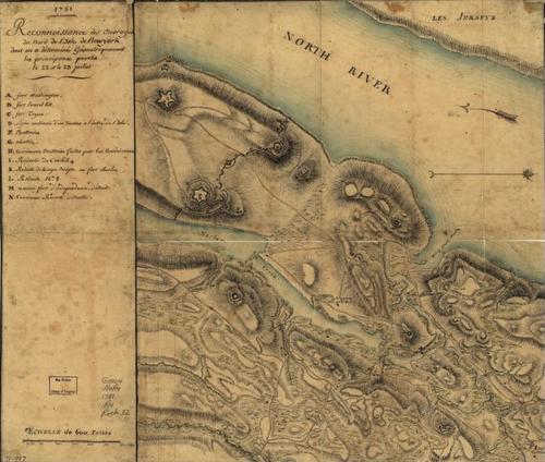 E109 - Reconnoissance des ouvrages du nord de l'Isle de Newyork dont on a déterminé géometriquement les principaux points le 22 et le 23 juillet.