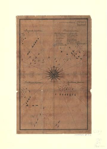 E109 - Quatre positions de la flotte française et positions de la flotte anglaise.