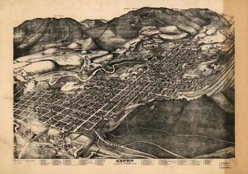 E112 - Birds eye view of Aspen Pitkin Co Colorado - 1893