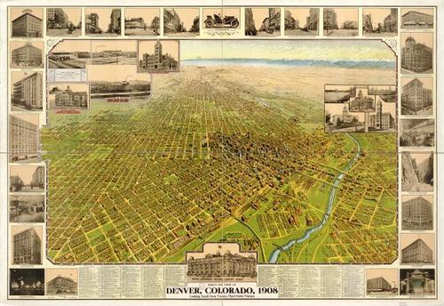 E112 - Birds eye view of Denver Colorado - 1908