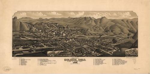 E112 - Birds eye view of Golden Colorado co seat of Jefferson County - 1882