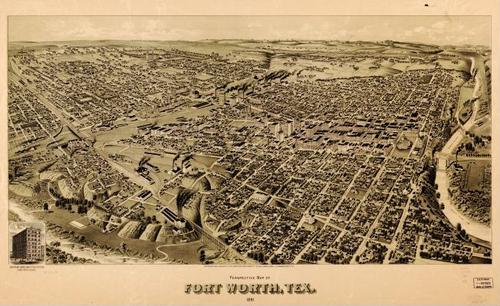 E113 - Perspective map of Fort Worth Texas - 1891