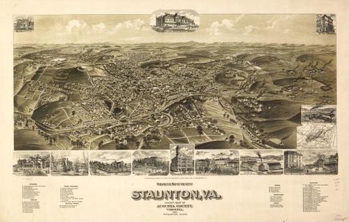 E118 - Perspective map of the city of Staunton Virginia county seat of Augusta County Virginia - 1891