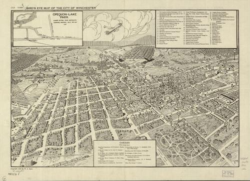 E118 - Birds eye map of the city of Winchester - 1926