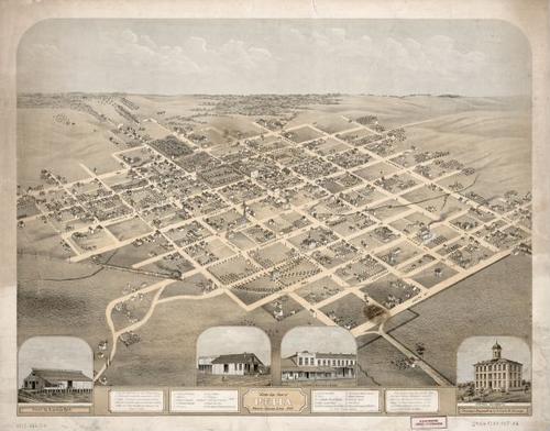 E119 - Birds eye view of Pella Marion County Iowa - 1869