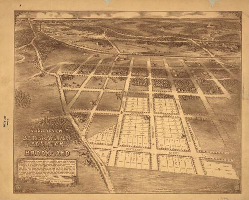 E121 - Birds eye view of Barnes and Weavers addition to Brookland - 1895