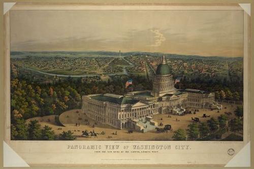 E121 - Panoramic view of Washington City from the new dome of the Capitol looking west