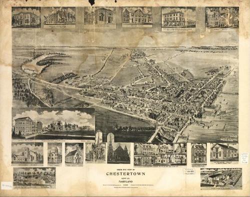 E122 - Birds eye view of Chestertown Kent Co Maryland - 1907