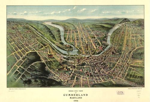 E122 - Birds eye view of Cumberland Maryland - 1906