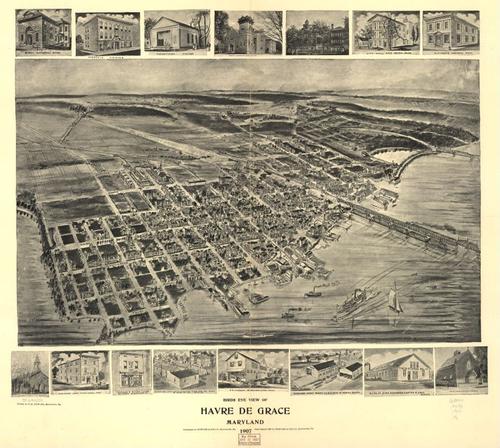 E122 - Birds eye view of Havre de Grace Maryland - 1907