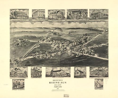 E122 - Birds eye view of Rising Sun Cecil County Maryland - 1907