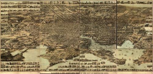 E122 - Birds eye view of the city of Baltimore - 1869 