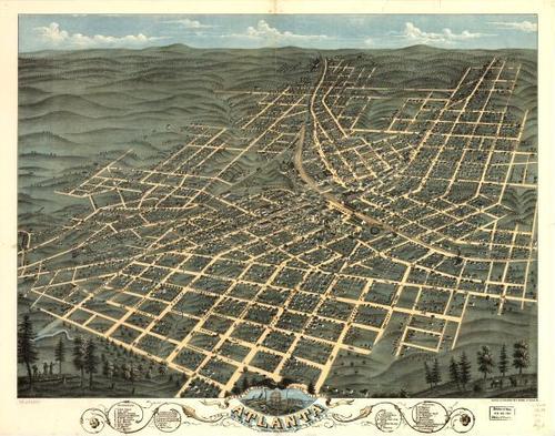 E123 - Birds eye view of the city of Atlanta the capitol of Georgia - 1871