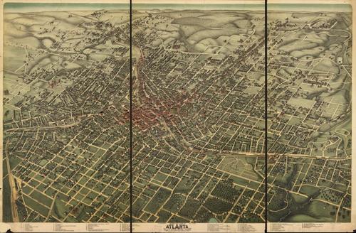 E123 - Birds eye view of Atlanta Fulton Co State capital Georgia - 1892