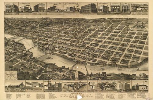 E123 - Perspective map of Columbus Georgia - 1886