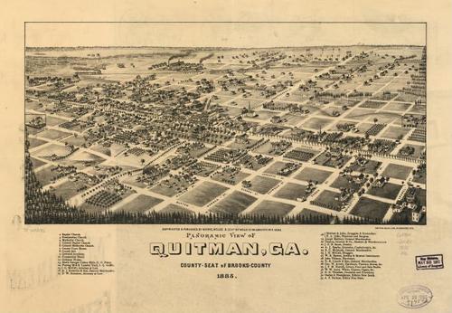 E123 - Panoramic view of Quitman Georgia county-seat of Brooks-County - 1885