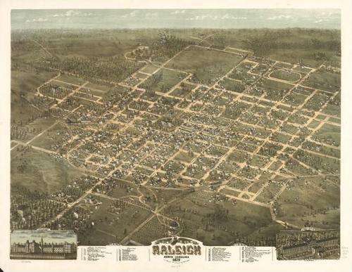 E124 - Birds eye view of the city of Raleigh North Carolina - 1872