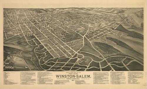 E124 - Birds-eye view of the twin cities Winston-Salem North Carolina - 1891