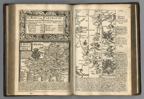 E127.090 - Road from Dartmouth to Minhead. Map of Somersetshire (Somerset).