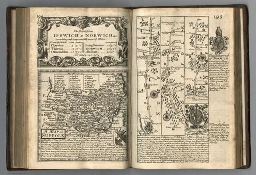 E127.103 - Road from Ipswich to Norwich. Map of Suffolk.