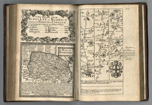 E127.106 - Road from Kings Lyn to Norwich. A Map of Norfork.