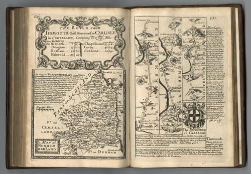 E127.121 - Road from Tinmouth to Carlisle. Map of Northumberland.