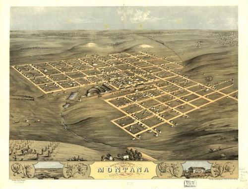 E129 - Birds eye view of the city of Montana Boone Co Iowa - 1868