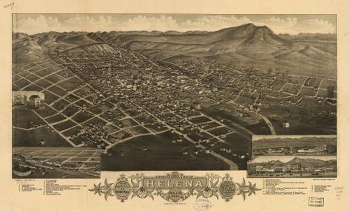 E129 - Birds eye view of Helena Montana The capitol of Montana and county seat of Lewis and Clarke Co - 1883 