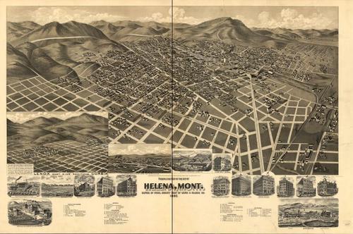 E129 - Perspective map of the city of Helena Montana Capital of State county seat of Lewis and Clarke Co - 1890